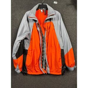 Starter Jacket Mens Medium Orange 3-in-1 Fleece Lined Nylon Full Zip Insulated